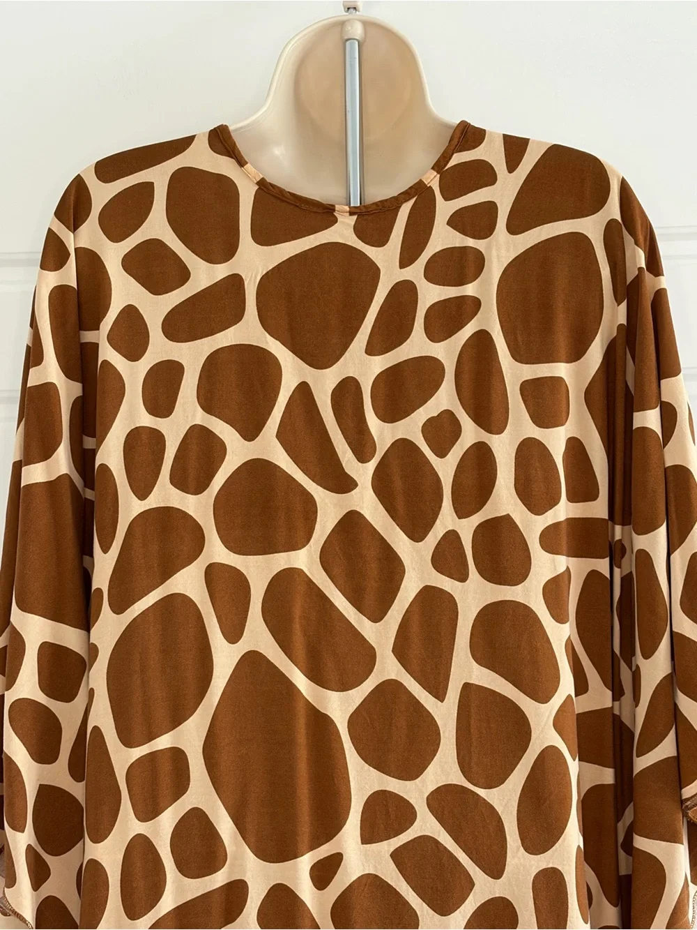 Women’s Giraffe Print Swim Coverup Kaftan Brown/Cream Neutral One Size Resort